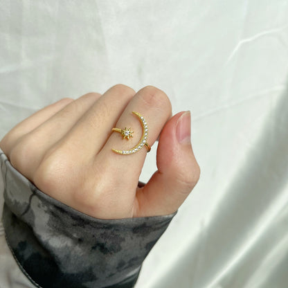 [Regalia jewelry]Eternity Moon & Star Ring