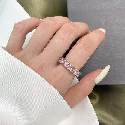 [Regalia jewelry]Elegant Princess Cut Tennis Ring