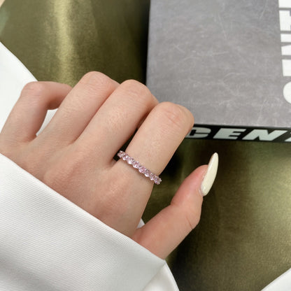 [Regalia jewelry]Sparkling Round Cut Tennis Ring