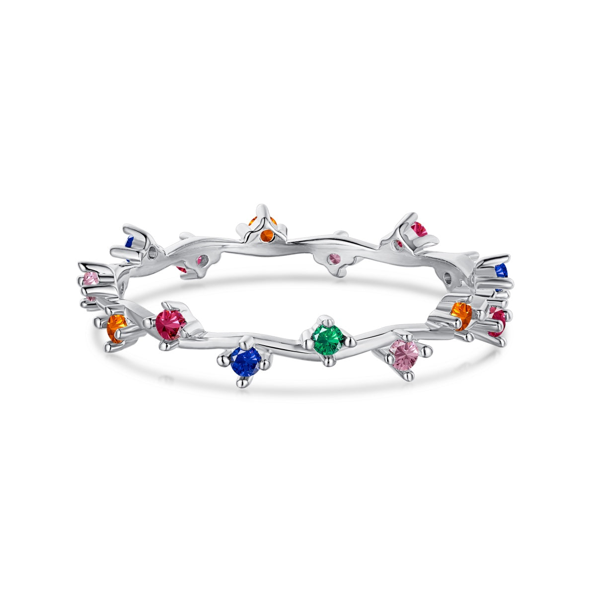 [Regalia jewelry]Radiant Colorful Round Cut Daily Ring