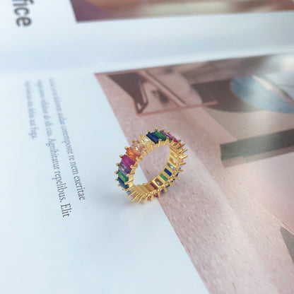 [Regalia jewelry]Unique Colorful Radiant Cut RIng