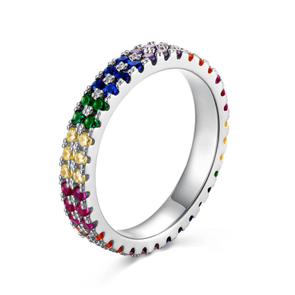 [Regalia jewelry]Unique Colorful Round Cut Tennis Ring
