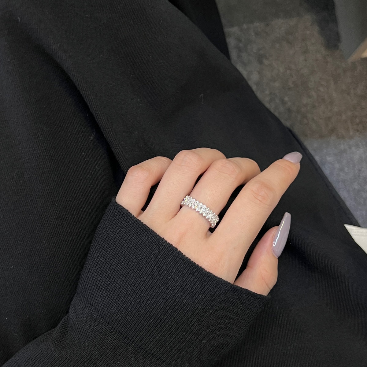 [Regalia jewelry]Splashy Ornate Emerald Cut Cocktail Ring