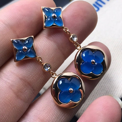 [Regalia jewelry]STAR AND SUN AGATE DIAMOND EARRINGS