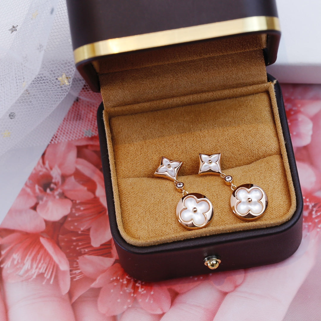 [Regalia jewelry]STAR AND SUN PINK GOLD MOP DROP EARRINGS