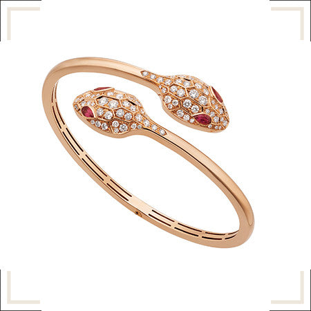 [Regalia jewelry]SERPENTI BRACELET PINK GOLD DIAMOND DOUBLE SNAKE