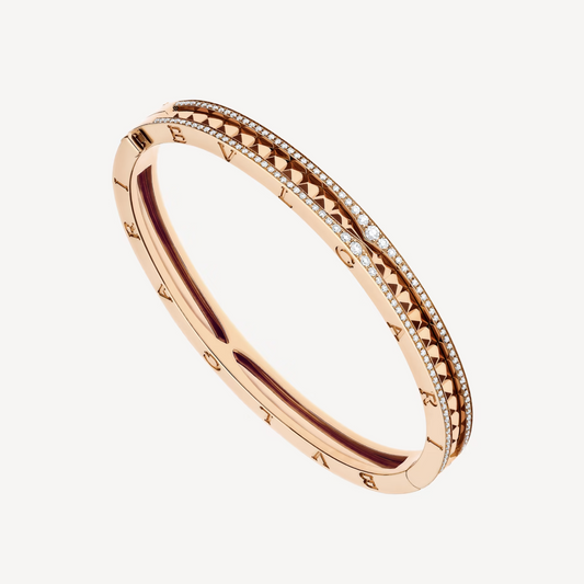 [Regalia jewelry]ZERO 1 SPIRAL AND PAVED DIAMOND PINK GOLD BRACELET