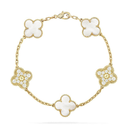[Regalia jewelry]CLOVER BRACELET 5 MOTIF WHITE MOP DIAMOND