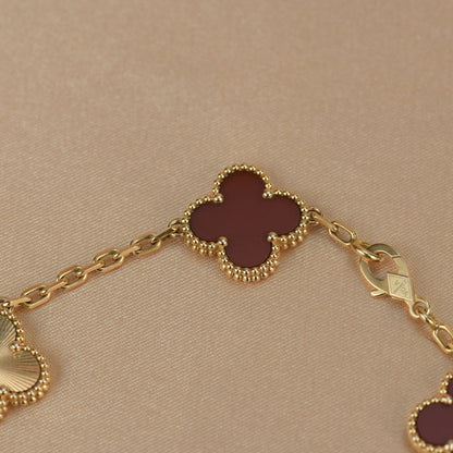 [Regalia jewelry]CLOVER  5 MOTIFS CARNELIAN GOLD BRACELET