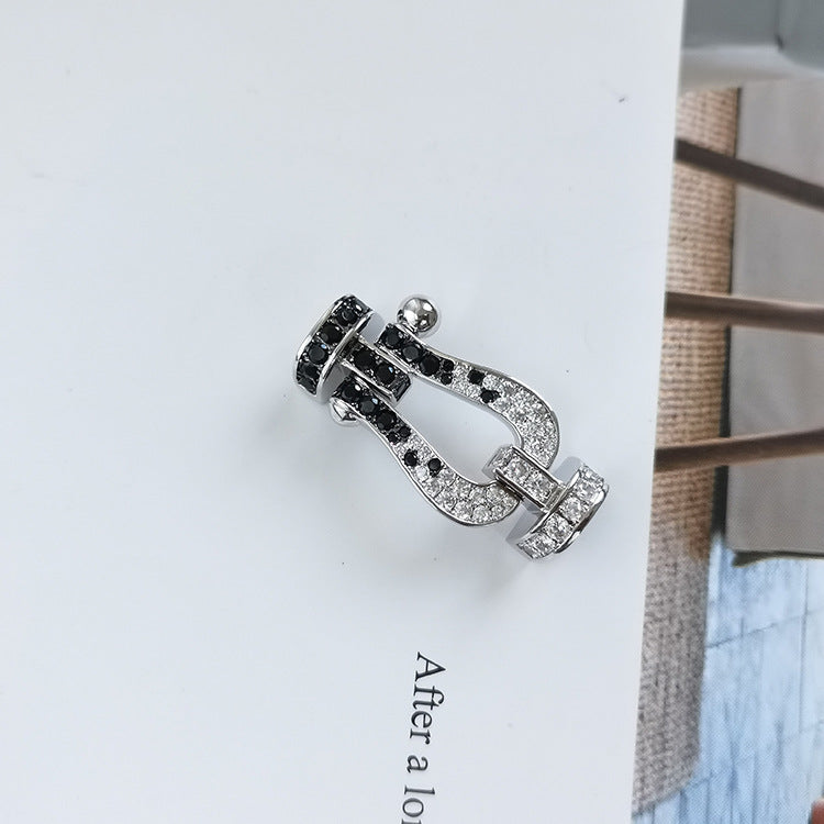 [Regalia jewelry]FORCE LARGE HORSESHOE BLACK WHITE DIAMOND BRACELET ROSE GOLD