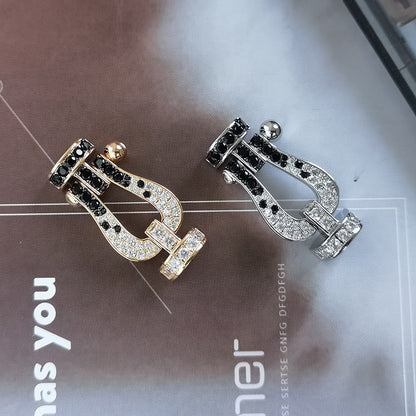 [Regalia jewelry]FORCE LARGE HORSESHOE BLACK WHITE DIAMOND BRACELET SILVER