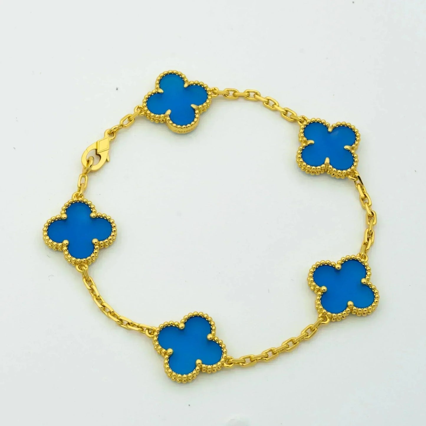 [Regalia jewelry]CLOVER 5 MOTIFS BLUE AGATE BRACELET