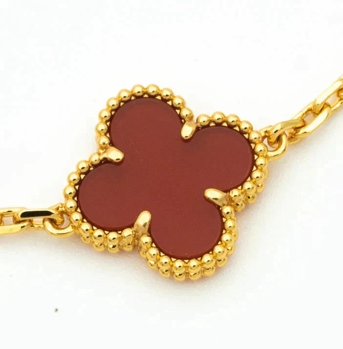 [Regalia jewelry]CLOVER  5 MOTIFS CARNELIAN GOLD BRACELET
