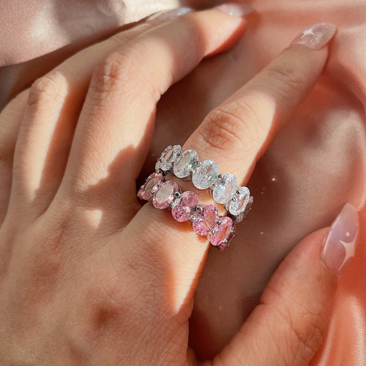 [Regalia jewelry]Dainty Elongated Cushion Cut Tennis Ring