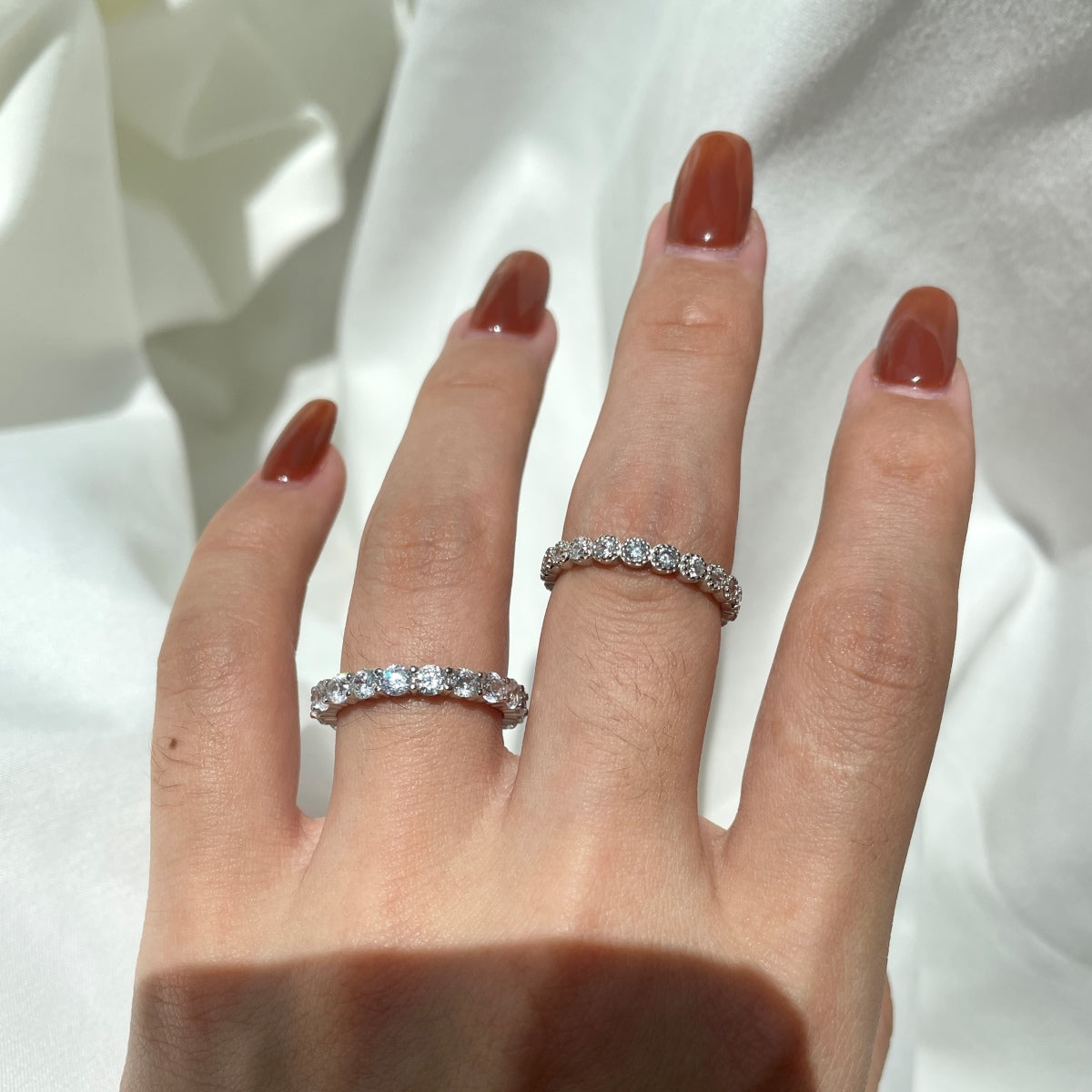 [Regalia jewelry]Sparkling Round Cut Tennis Ring