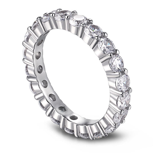 [Regalia jewelry]Sparkling Round Cut Tennis Ring