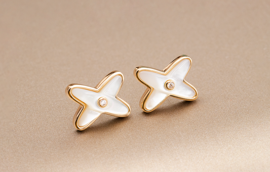 [Regalia jewelry]JEUX DE WHITE MOP PINK GOLD DIAMOND EARRINGS