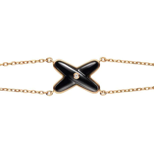 [Regalia jewelry]JEUX BRACELET ONYX PINK GOLD 1 DIAMOND